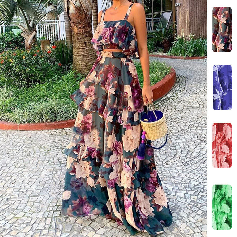 Romper Floral Print - Ensembles deux pièces pour femmes, imprimé