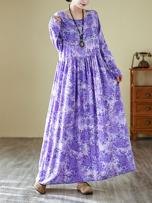 Linen Dress Wrap - Nouvelle Robe Longue Printemps Col Rond