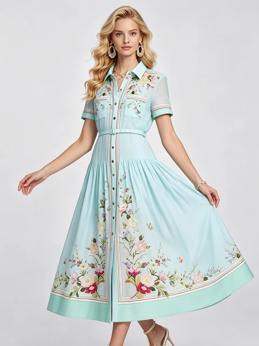 Midi Skirt Floral - Robes d'été élégantes à imprimé floral