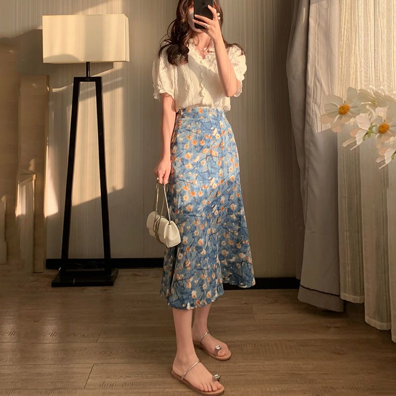 Midi Skirt Floral - Ensemble deux pièces pour femmes, haut