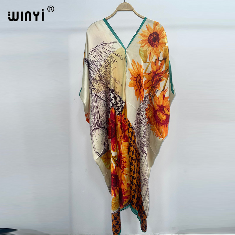 Cover Up Kaftan - WINYI-Robe de plage imprimée style bohème