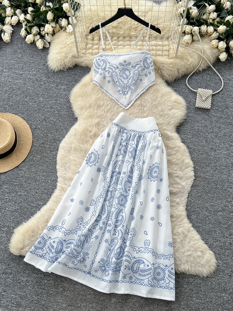 Romper Floral Print - Ensemble deux pièces brodé floral d'été