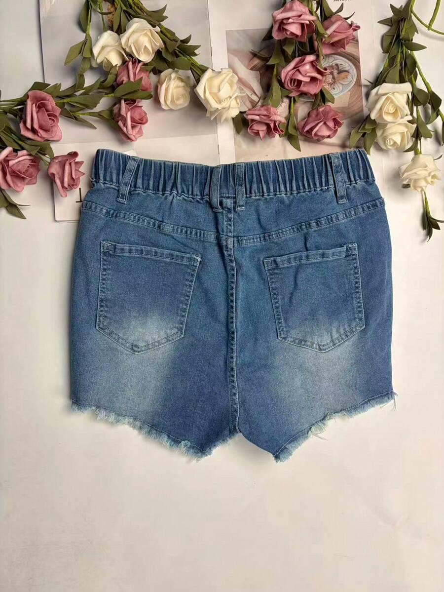 Shorts Denim Frayed - Shorts en jean déchirés à taille