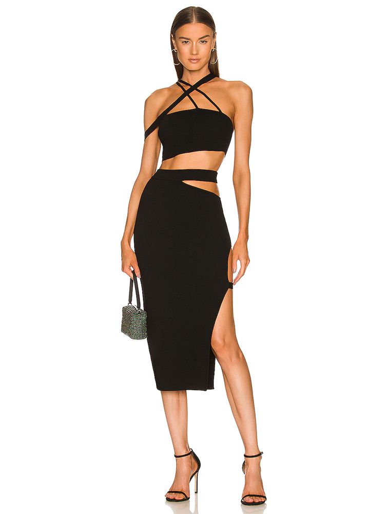 Crop Top Crochet - Haut court découpé et jupe longue