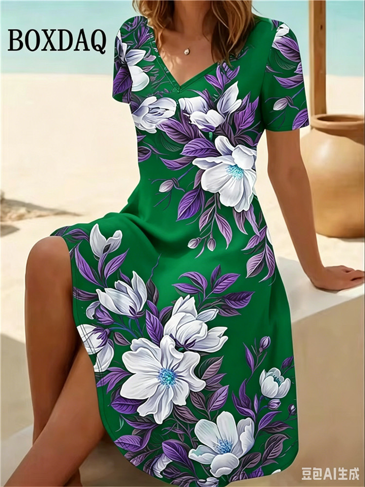 Romper Floral Print - Robes pour femmes grande taille 6XL,