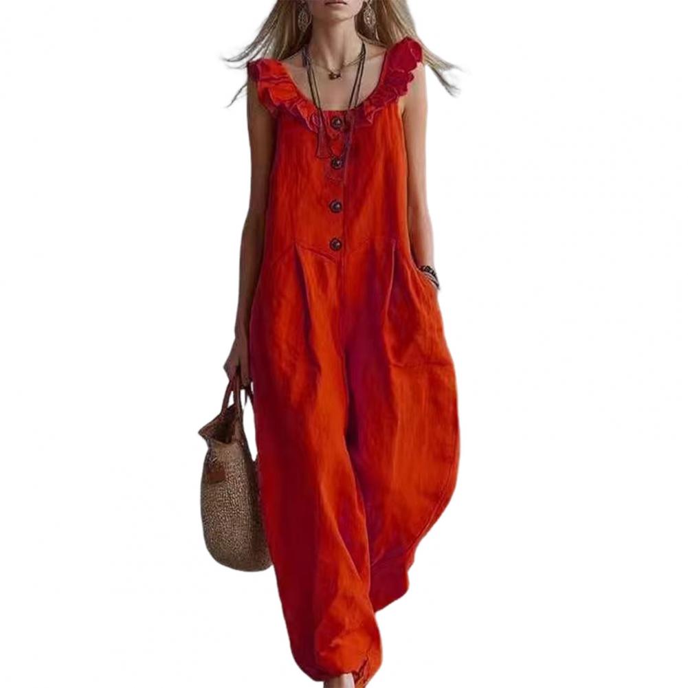 Jumpsuit Linen Relaxed - Combinaison décontractée pour femme, combinaison à