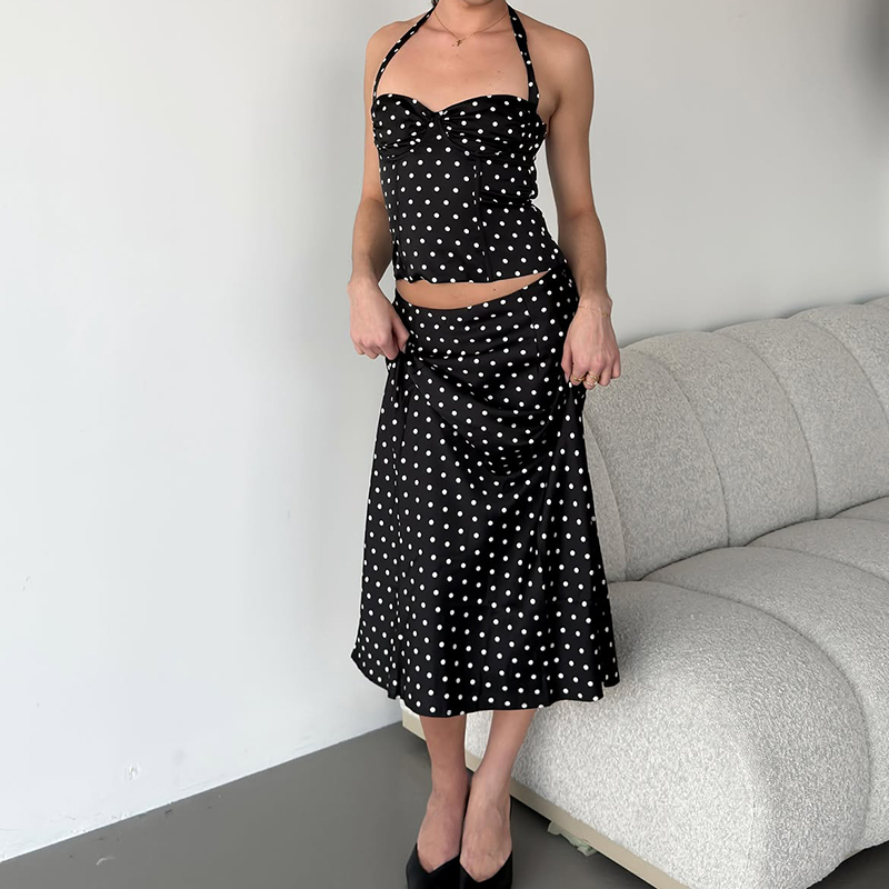 Crop Top Crochet - Ensemble deux pièces à pois pour