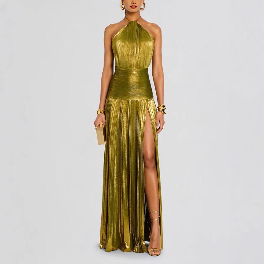Maxi Dress Halter - Robe de soirée élégante sans manches,