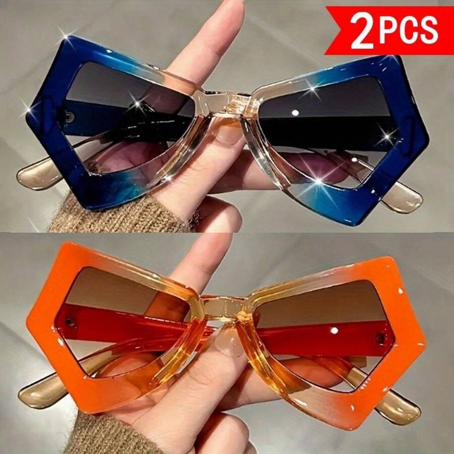 Sunglasses Cat Eye - Ensemble deux pièces, couleurs irrégulières, monture