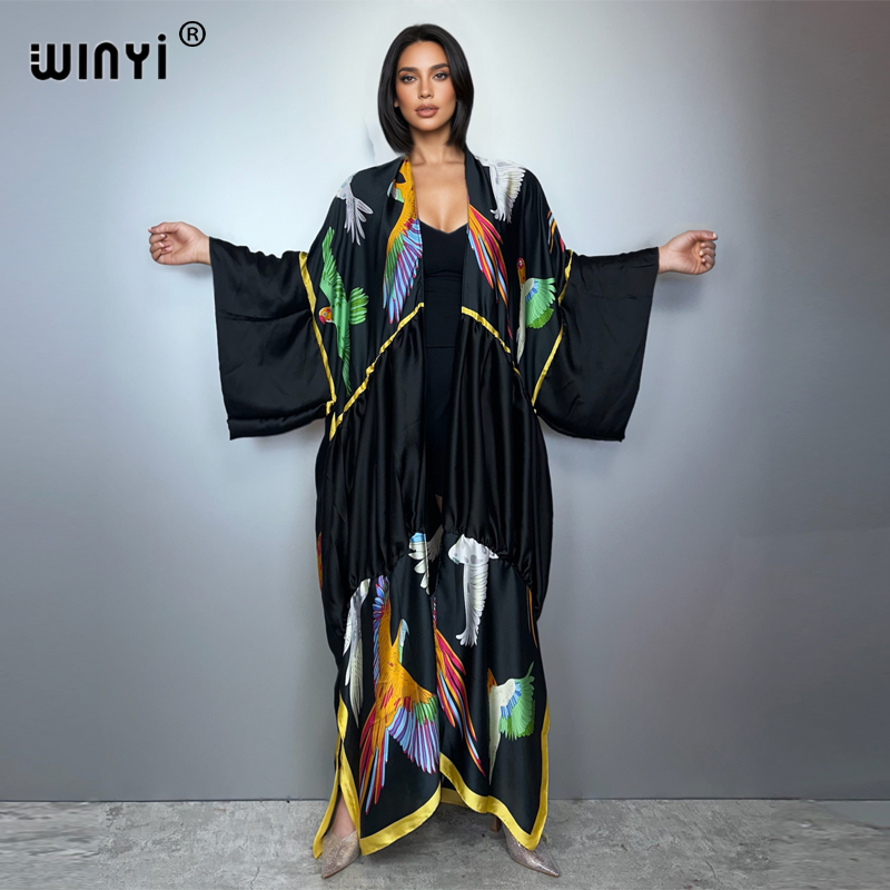Cover Up Kaftan - WINYI imprimé boho kimono maxi vêtements