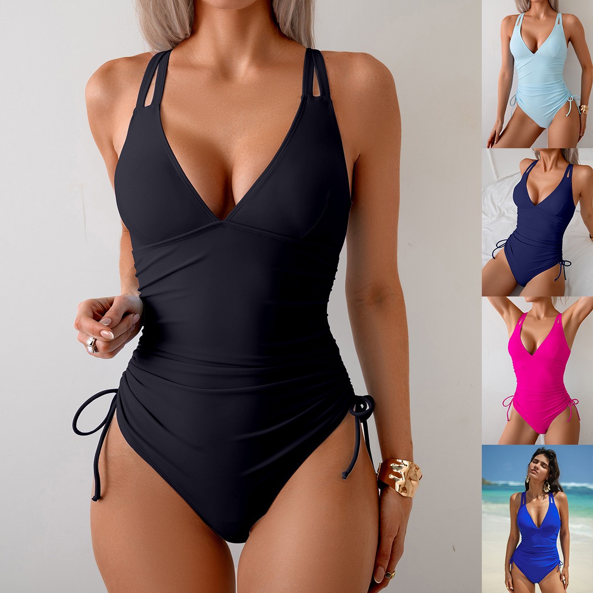 Swimsuit Bikini Ruched - Maillot de bain une pièce noir