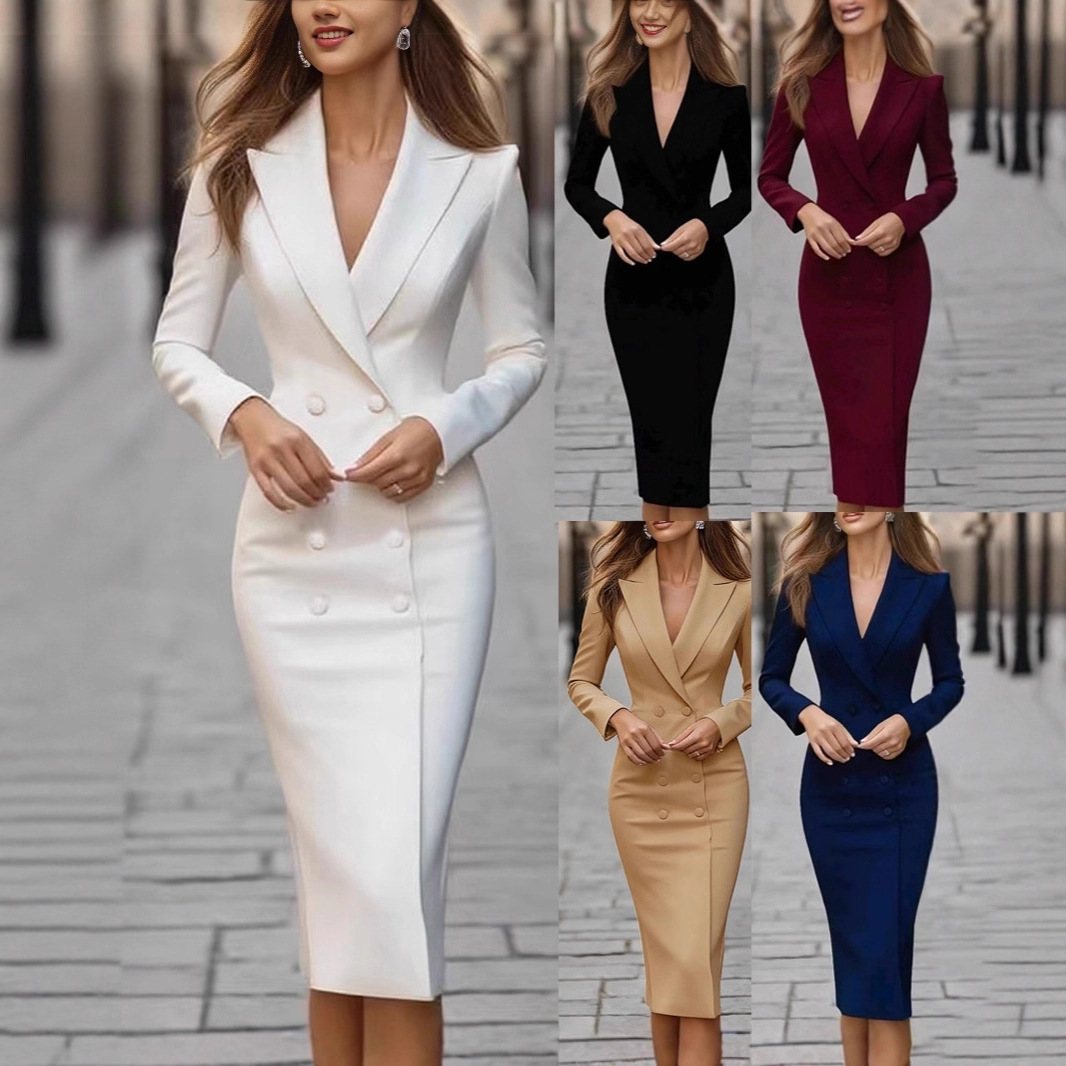 Linen Dress Wrap - Robe de soirée élégante unie ajustée