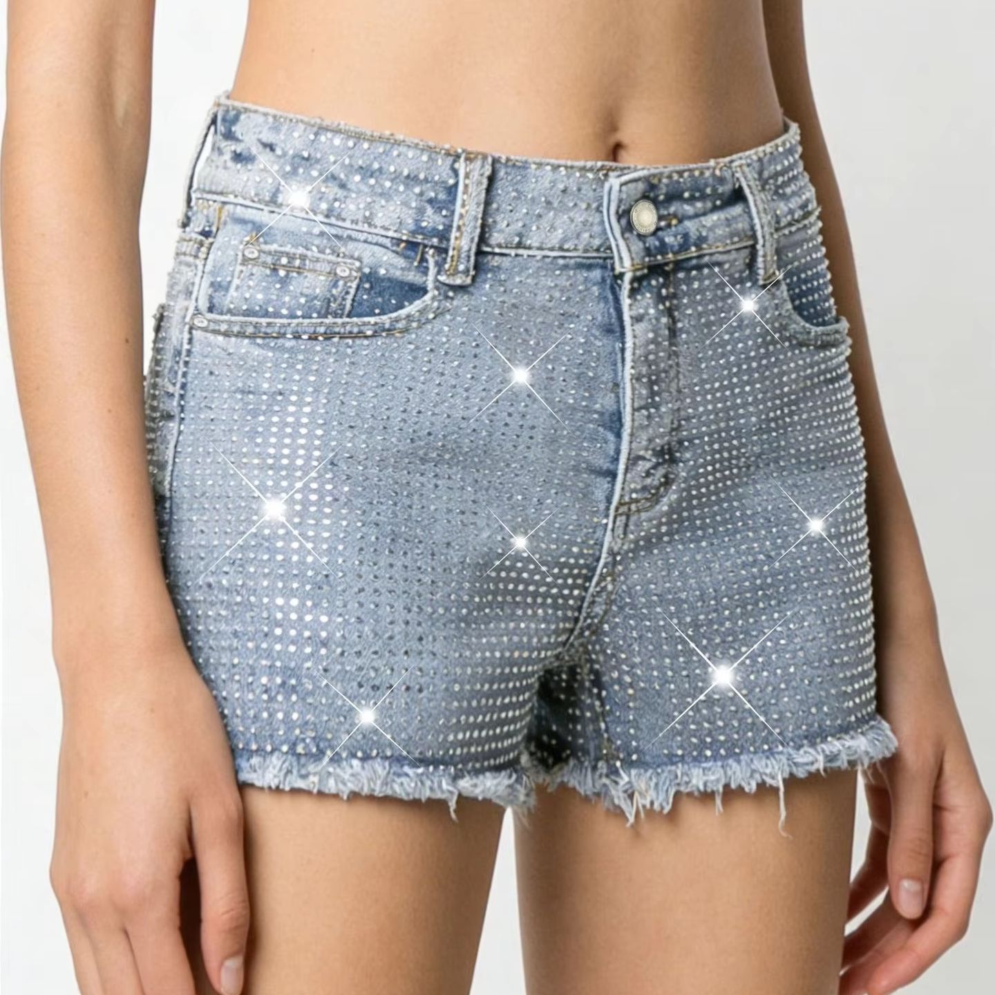 Shorts Denim Frayed - Nouveauté 2026 Short en jean bleu