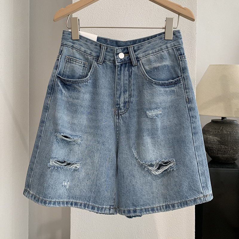 Shorts Denim Frayed - Short en jean vintage pour femme,