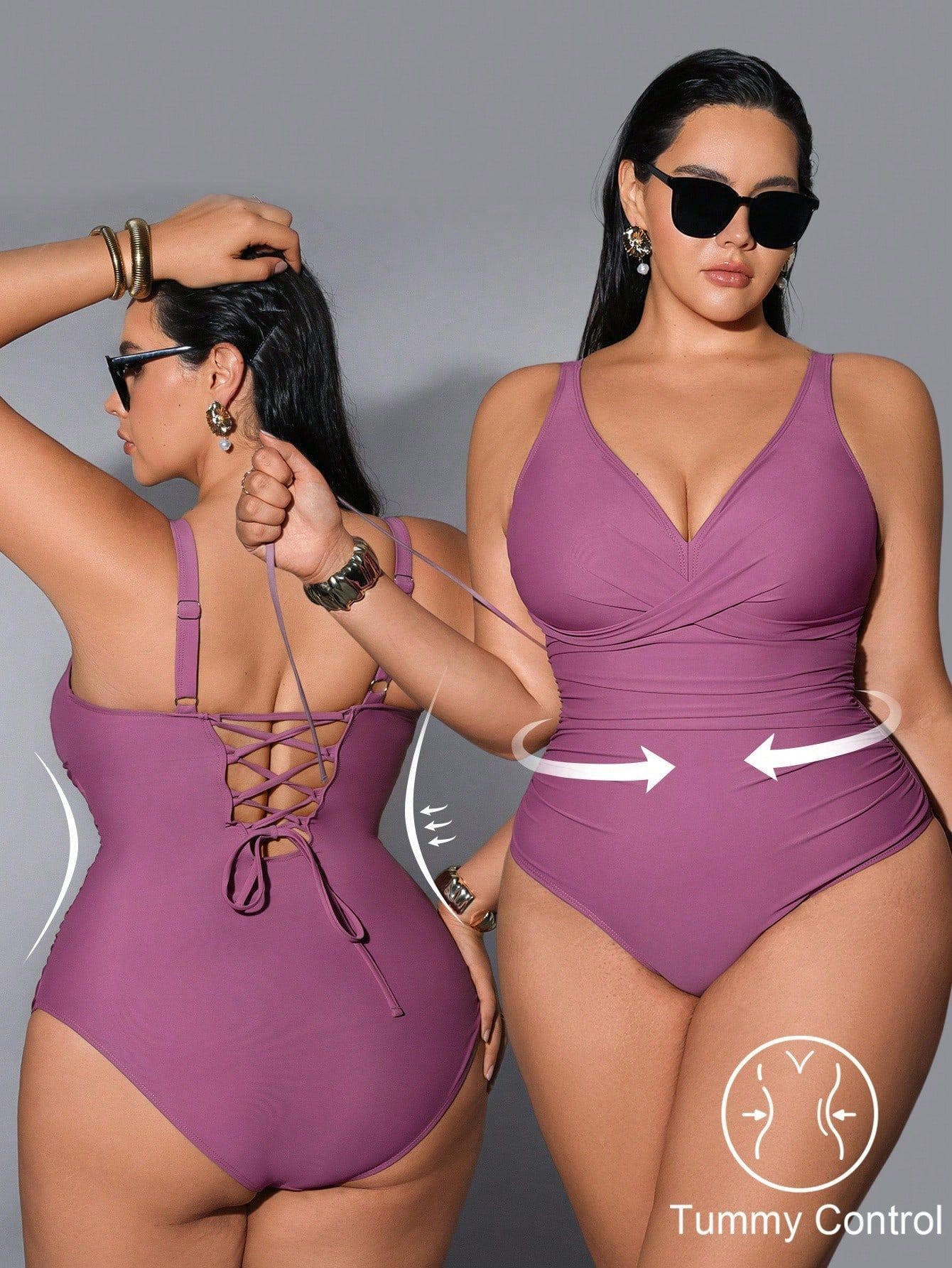 Swimsuit Bikini Ruched - Maillot de bain femme grande taille