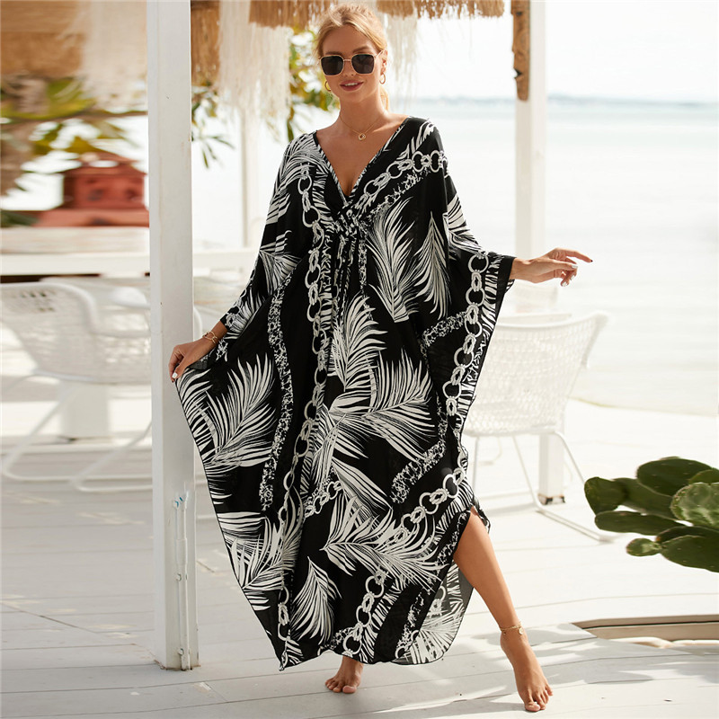 Cover Up Kaftan - Robe de plage à col en