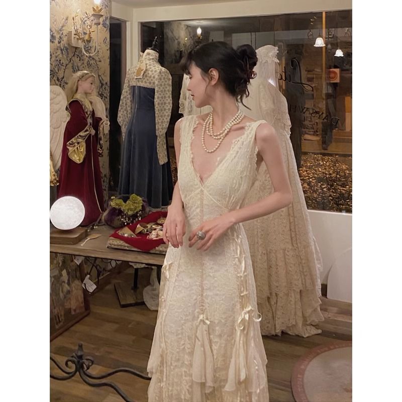 Maxi Dress Halter - Robe gothique en dentelle, robe maxi