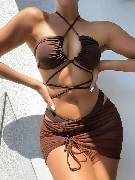Swimsuit Bikini Ruched - Maillot de bain bikini taille haute