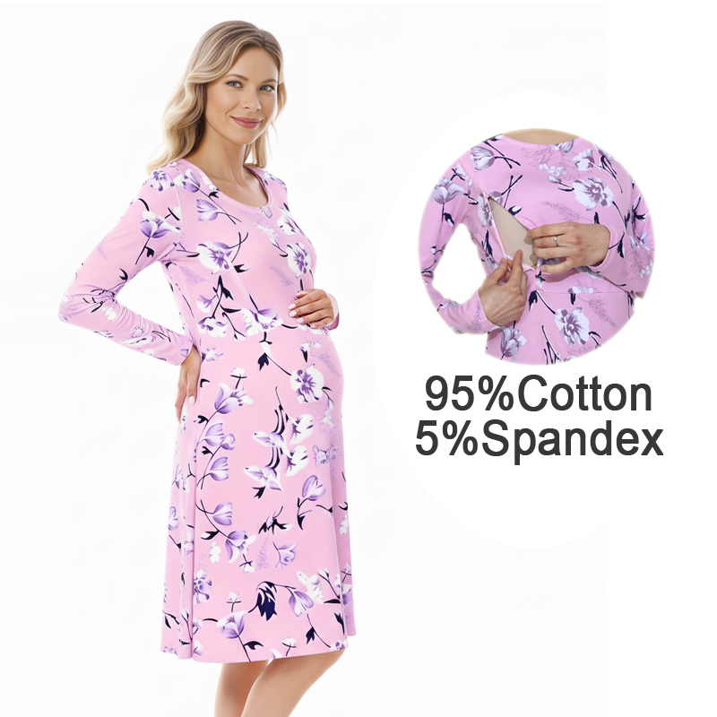 Midi Skirt Floral - Robe de maternité florale à col