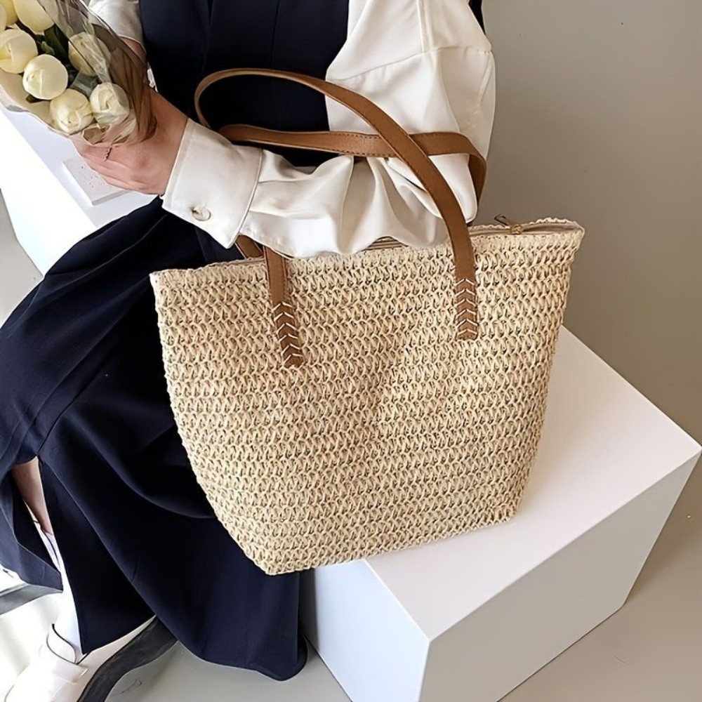 Sac fourre-tout carré en paill - Tote Bag Beach avis et prix