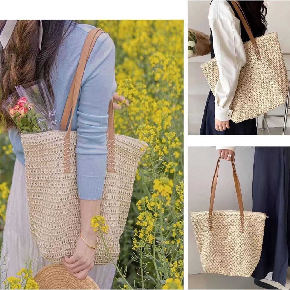Sac fourre-tout carré en paill - Tote Bag Beach avis et prix