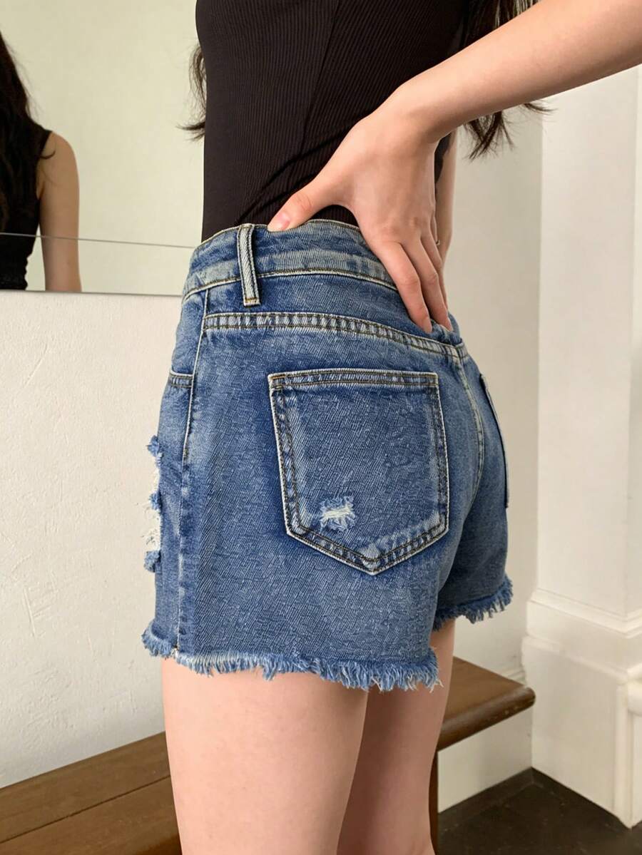 Shorts en jean déchirés à tail - Shorts Denim Frayed avis et prix