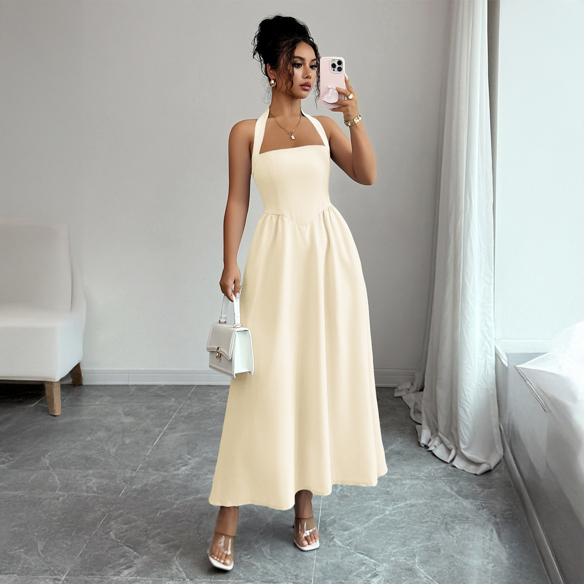 Robe pour femme, 5 couleurs, c - Maxi Dress Halter avis et prix