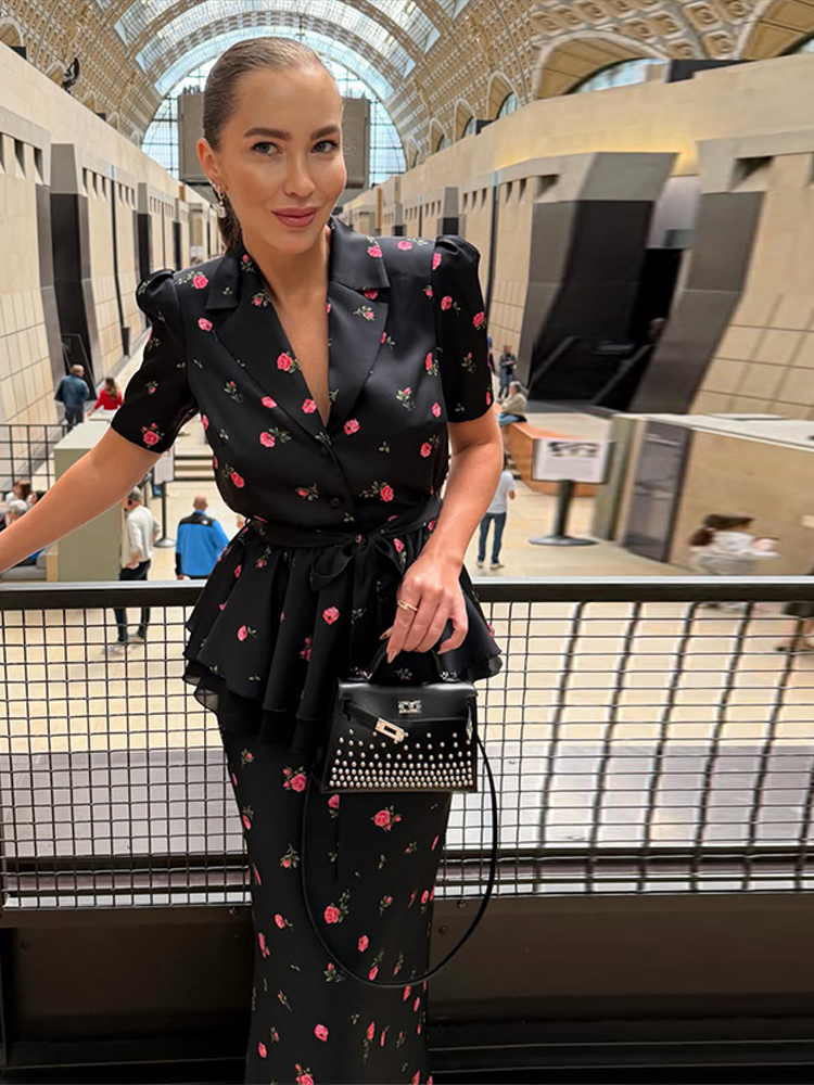 Ensemble Blazer et Jupe Floral - Midi Skirt Floral avis et prix