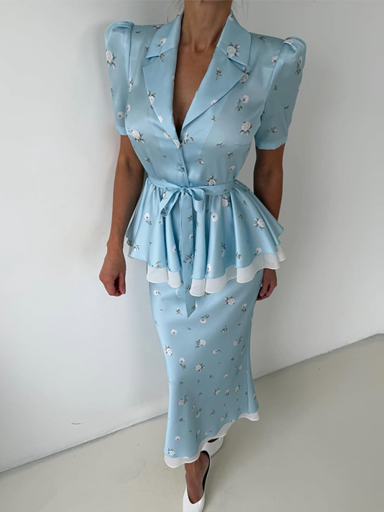 Ensemble Blazer et Jupe Floral - Midi Skirt Floral avis et prix