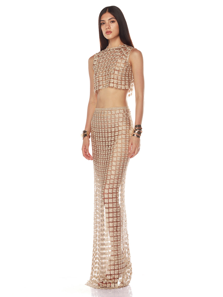 VC élégant beige sans manches  - Crop Top Crochet avis et prix
