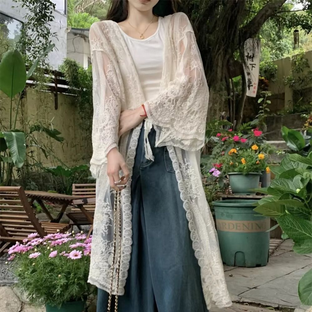 Chemisier léger à lacets en de - Kimono Sheer Floral avis et prix