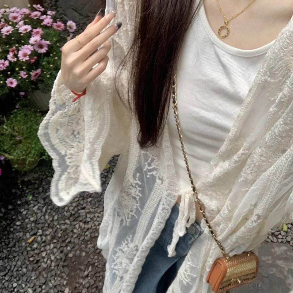 Chemisier léger à lacets en de - Kimono Sheer Floral avis et prix