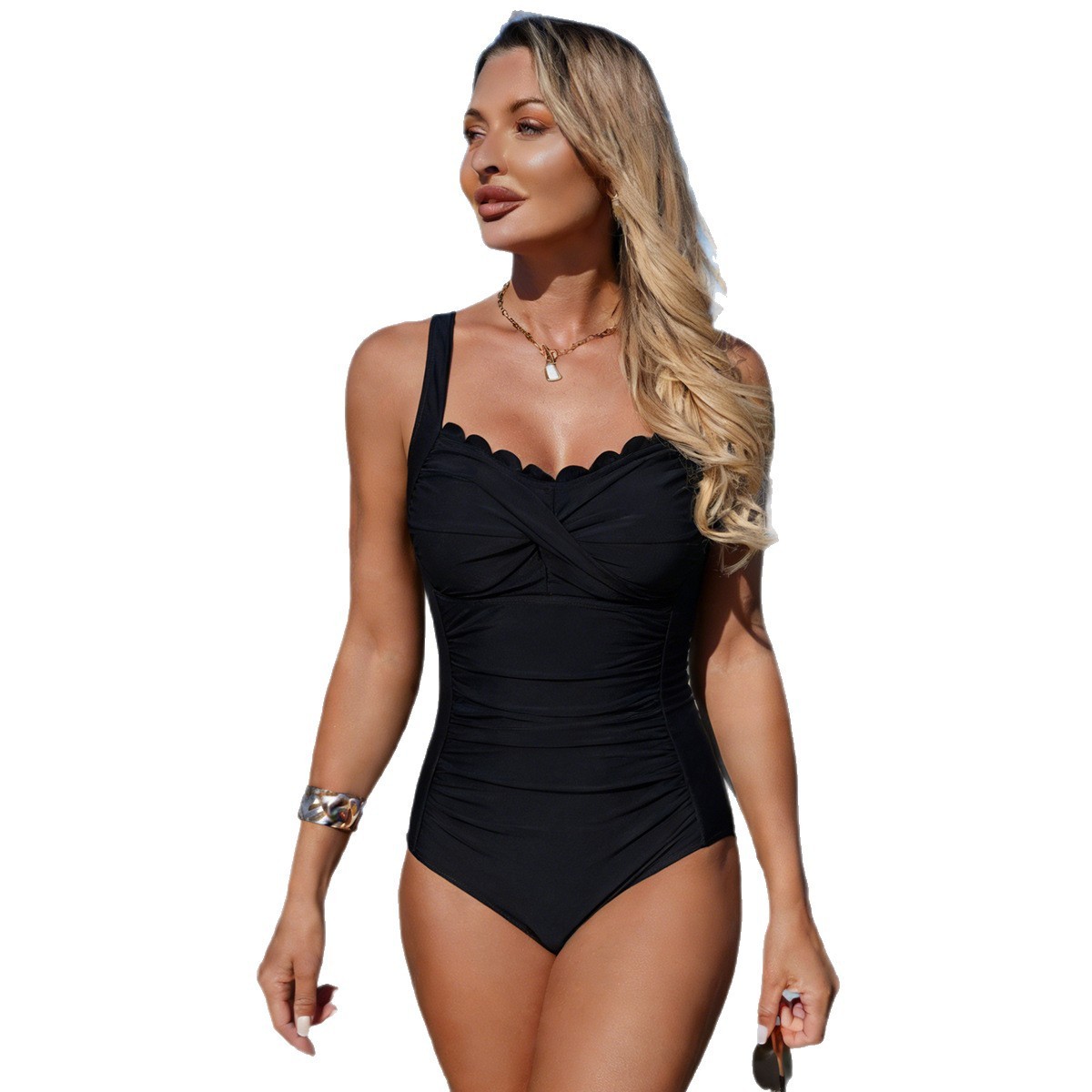 Maillot de bain noir à encolur - Swimsuit Bikini Ruched avis et prix