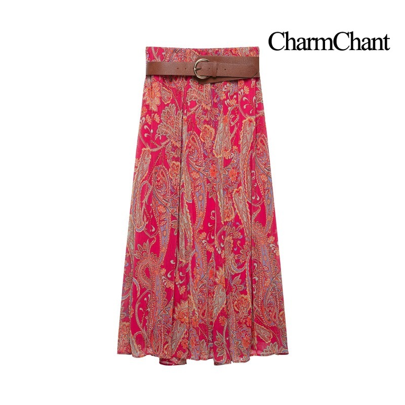 CHARMCHANT Ensemble 2 Pièces F - Midi Skirt Floral avis et prix