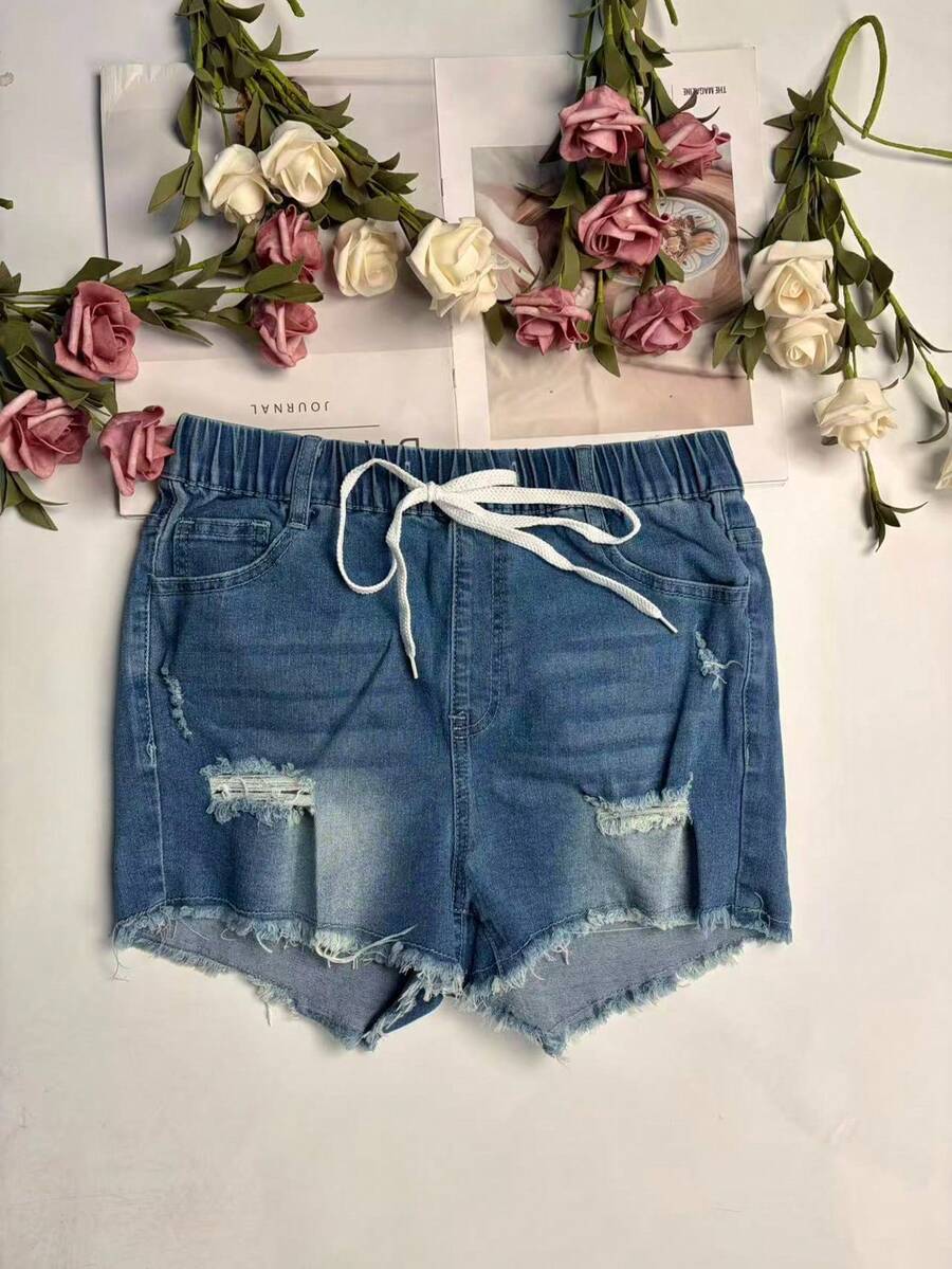 Shorts en jean déchirés à tail - Shorts Denim Frayed avis et prix