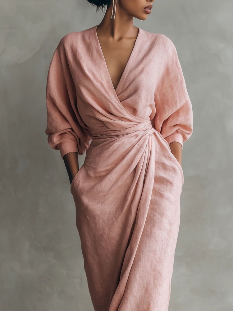 Robe longue en lin mélangé pou - Linen Dress Wrap avis et prix