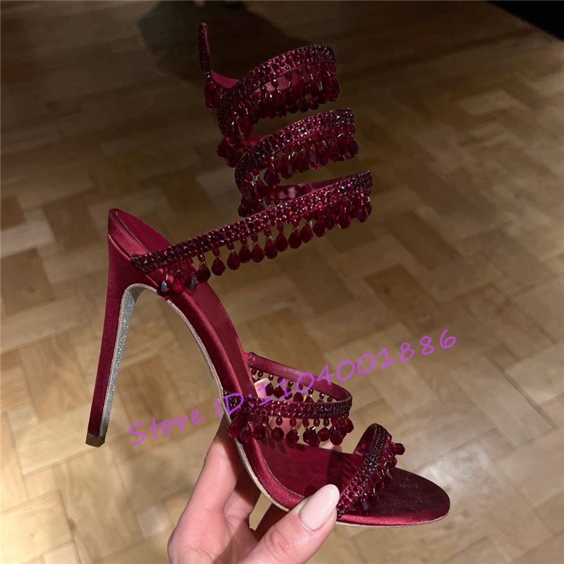 Strass serpent forme cheville  - Sandal Strappy Heeled avis et prix