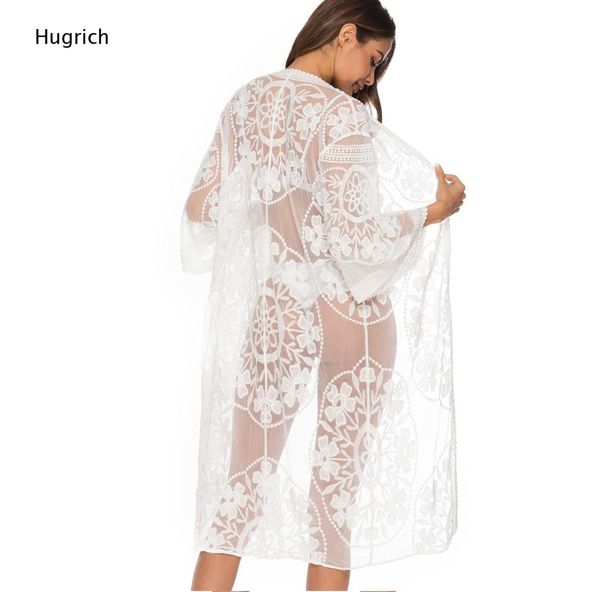 Kimono long blanc uni en dente - Kimono Sheer Floral avis et prix
