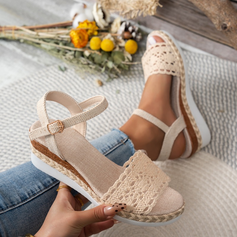 Sandales compensées en dentell - Wedge Espadrille Women avis et prix