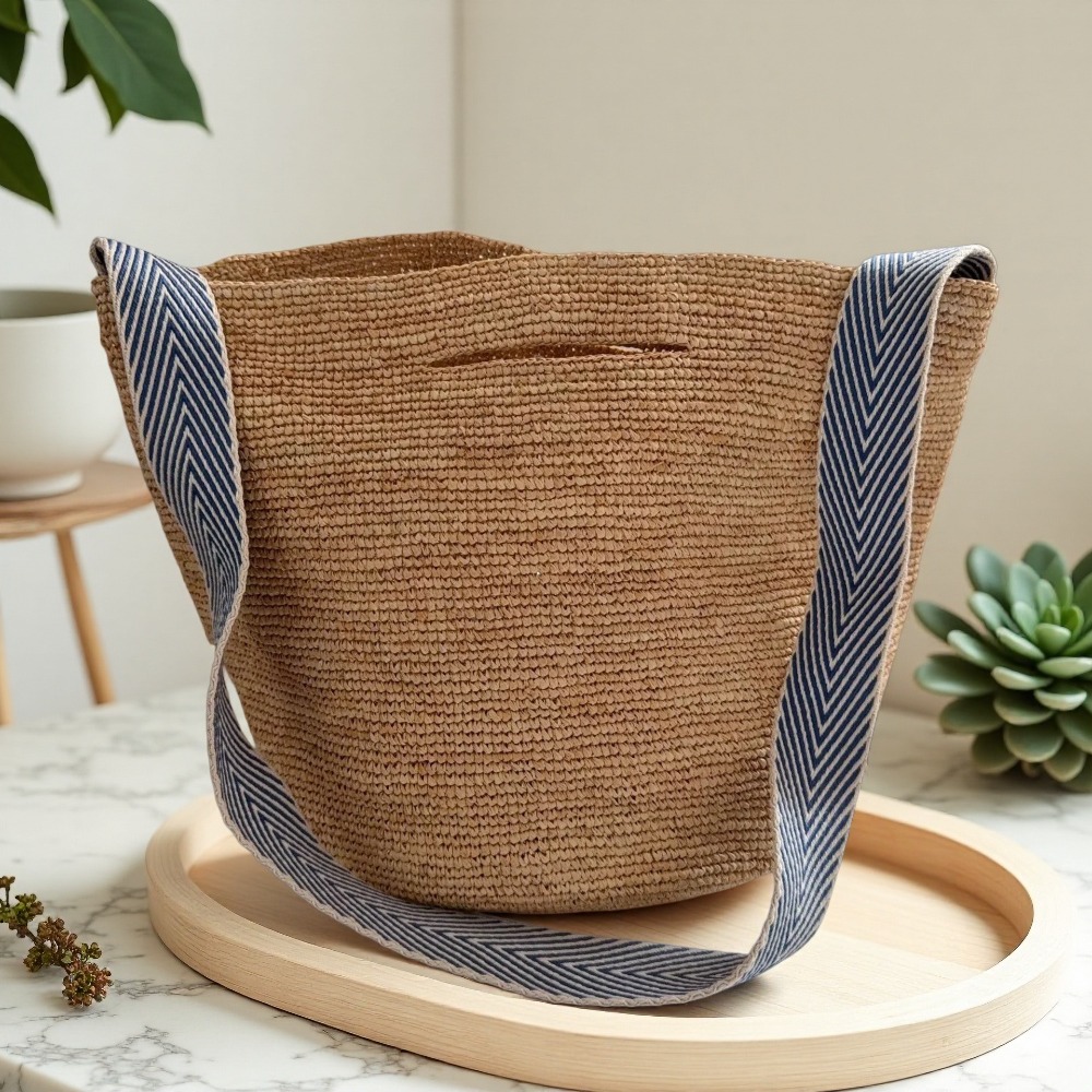 Nouveau sac seau en raphia arc - Crochet Bag Raffia avis et prix