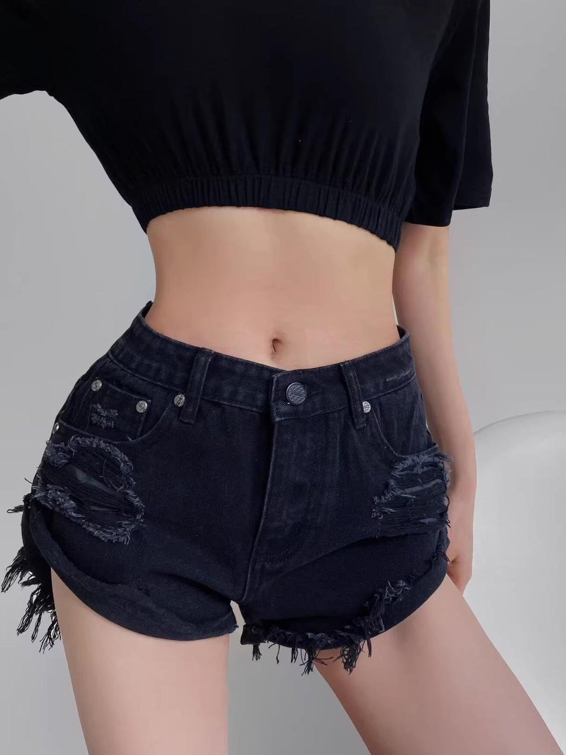 Shorts en jean déchirés taille - Shorts Denim Frayed avis et prix