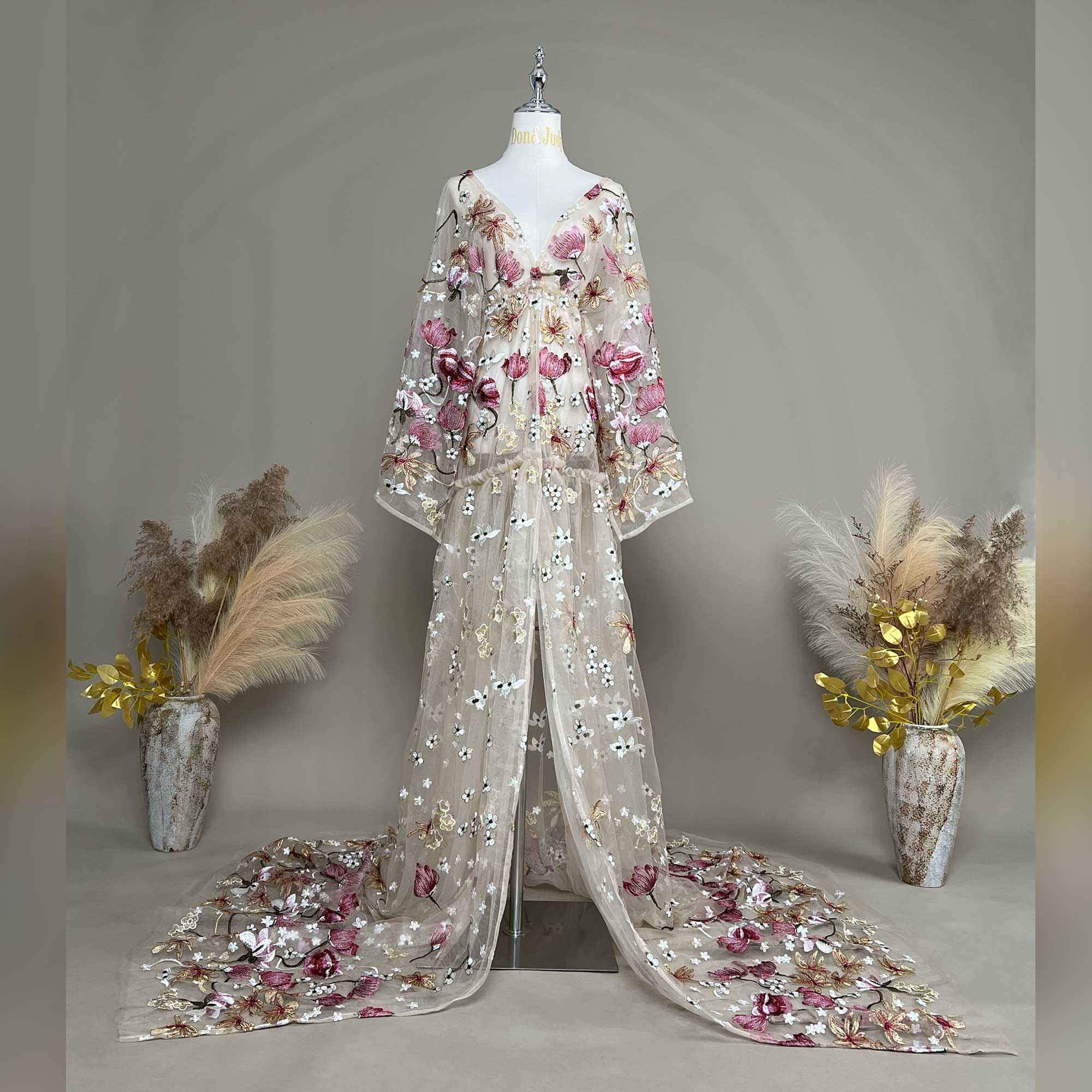 Robe de soirée style kimono tr - Kimono Sheer Floral avis et prix