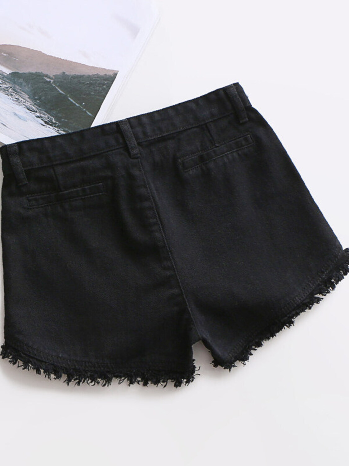 Shorts en jean taille haute po - Shorts Denim Frayed avis et prix