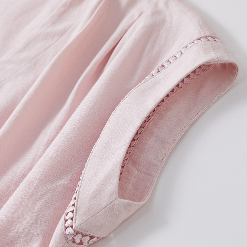 Robe midi rose élégante SENTUB - Linen Dress Wrap avis et prix