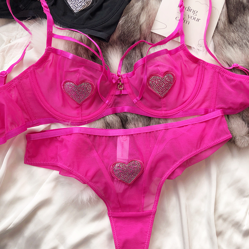 Sexy maille creuse lingerie co - Bralette Triangle Set avis et prix