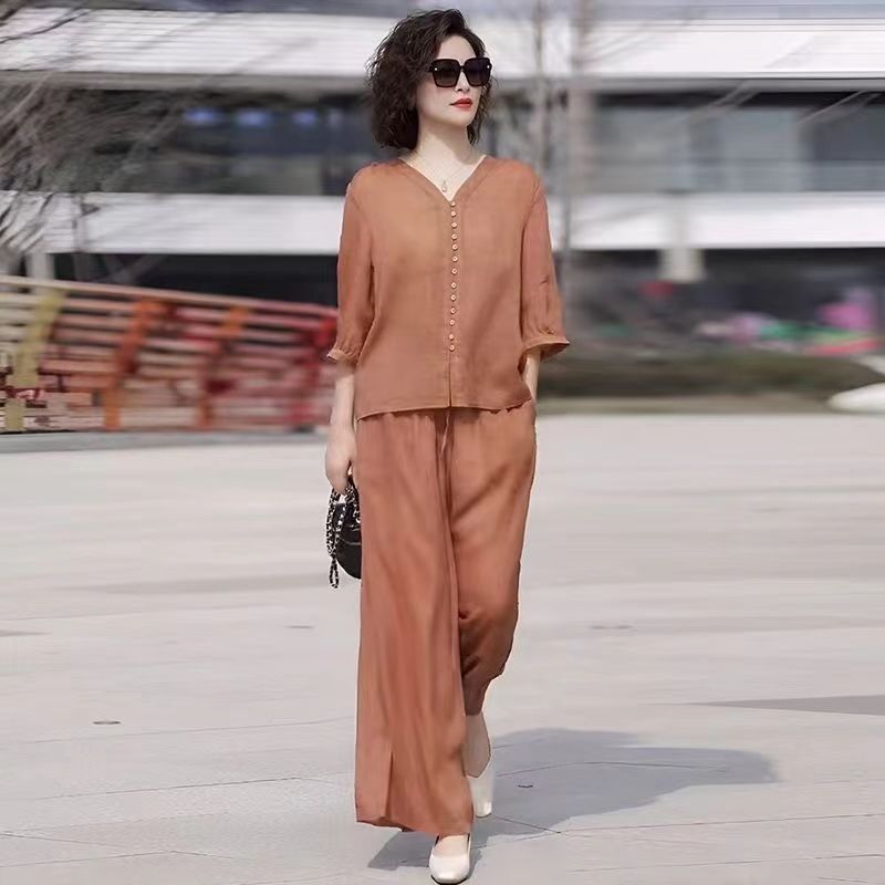 Ensemble Deux Pièces en Coton  - Linen Pant Wide avis et prix