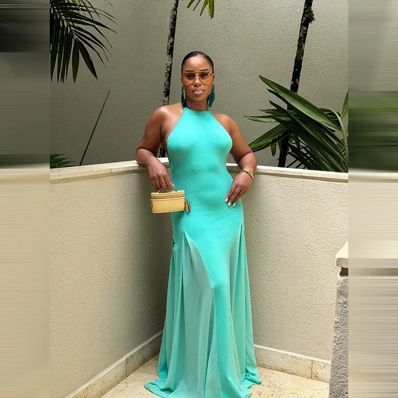 Robe longue moulante pour femm - Maxi Dress Halter avis et prix