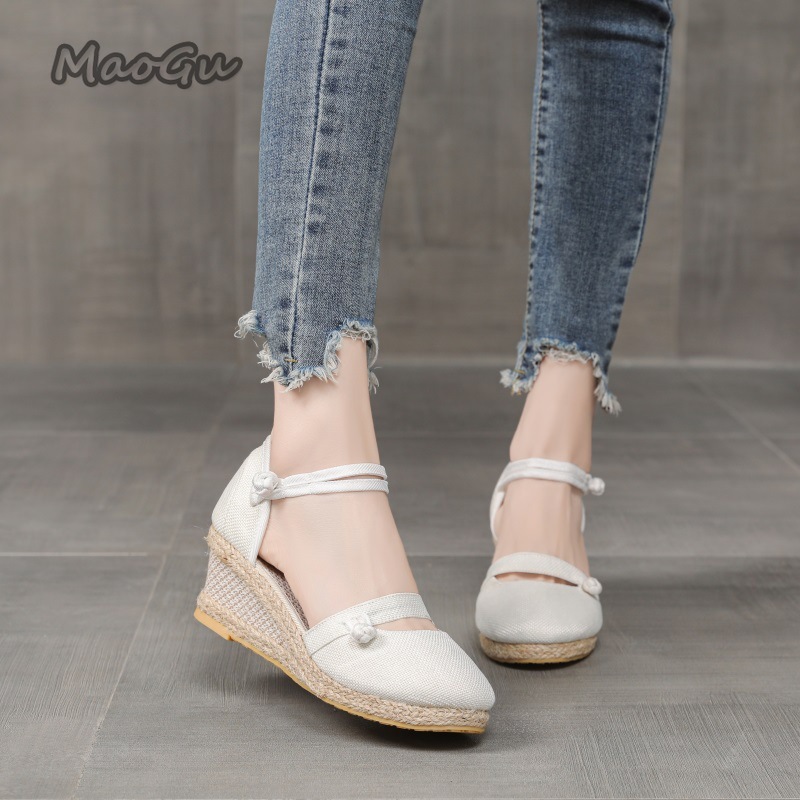 Sandales compensées en lin pou - Wedge Espadrille Women avis et prix