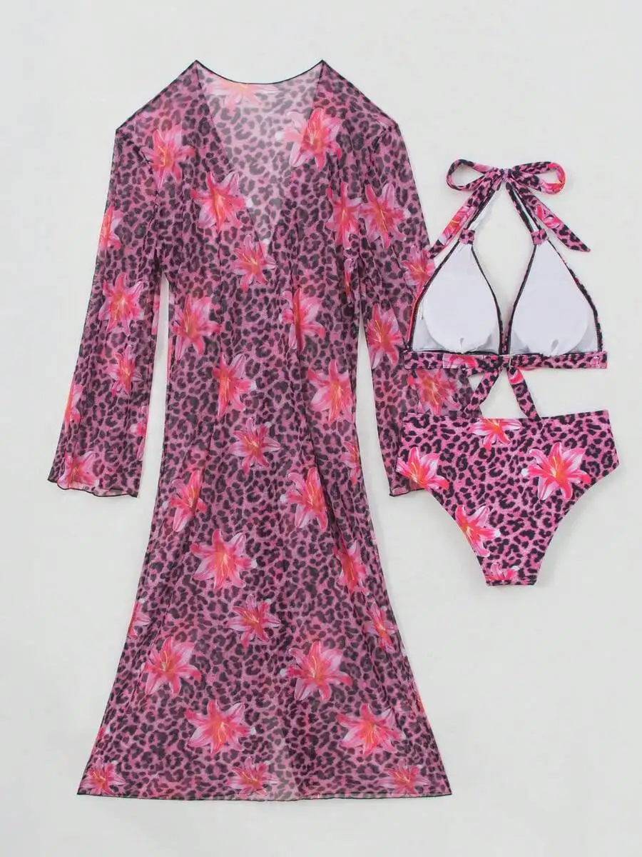 Ensemble bikini 3 pièces pour  - Kimono Sheer Floral avis et prix