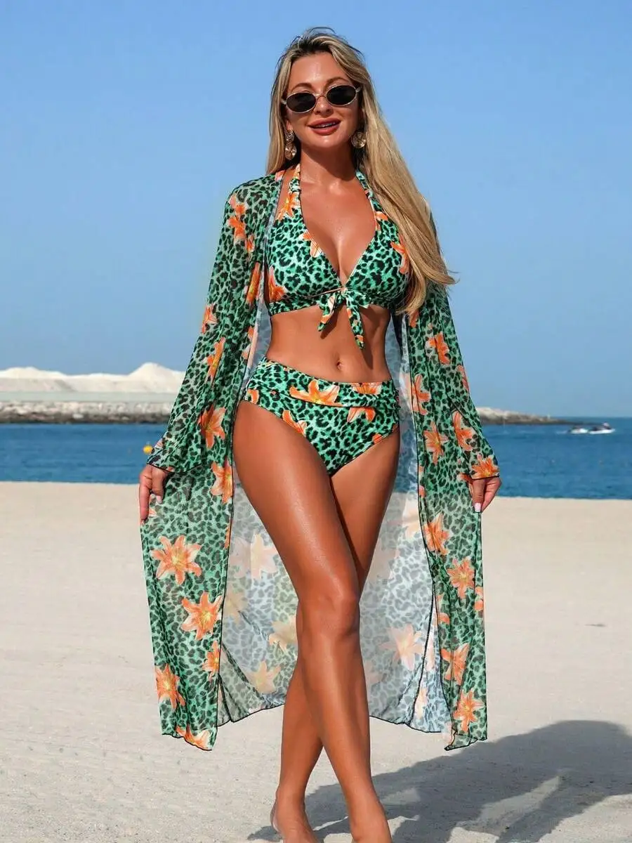 Ensemble bikini 3 pièces pour  - Kimono Sheer Floral avis et prix